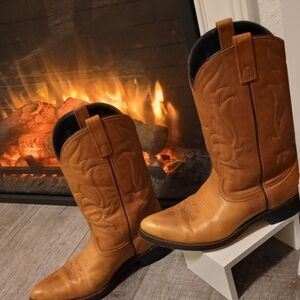 Men's Tan Leather Cowboy Boots